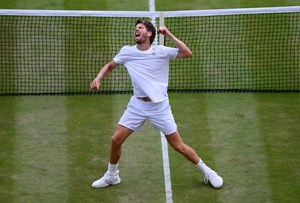 Cam Norrie celebrates reaching his first Wimbledon quarter-final