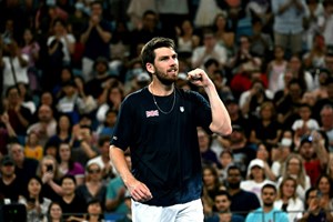 Cam Norrie celebrates his victory over Rafael Nadal at the United Cup