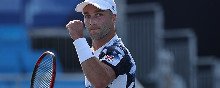 close up image of liam broady doing a fist pump 