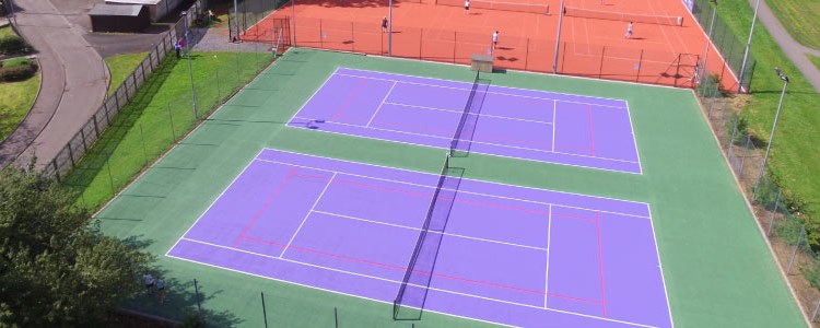 bird's eye view of two of peebles outdoor tennis court
