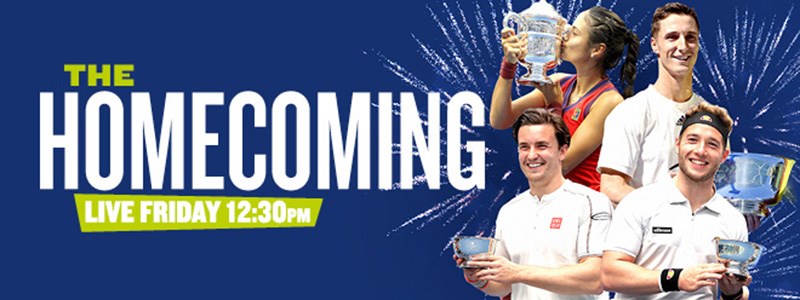 Edited photo of the homecoming live on Friday with famous professional tennis players imaged on the right