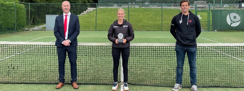 Fran Lewis with her coach of the year award