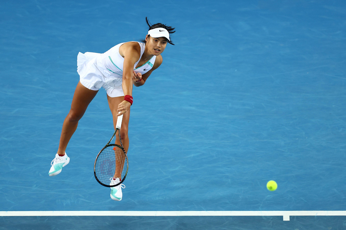 Emma Raducanu serving at the Australian Open