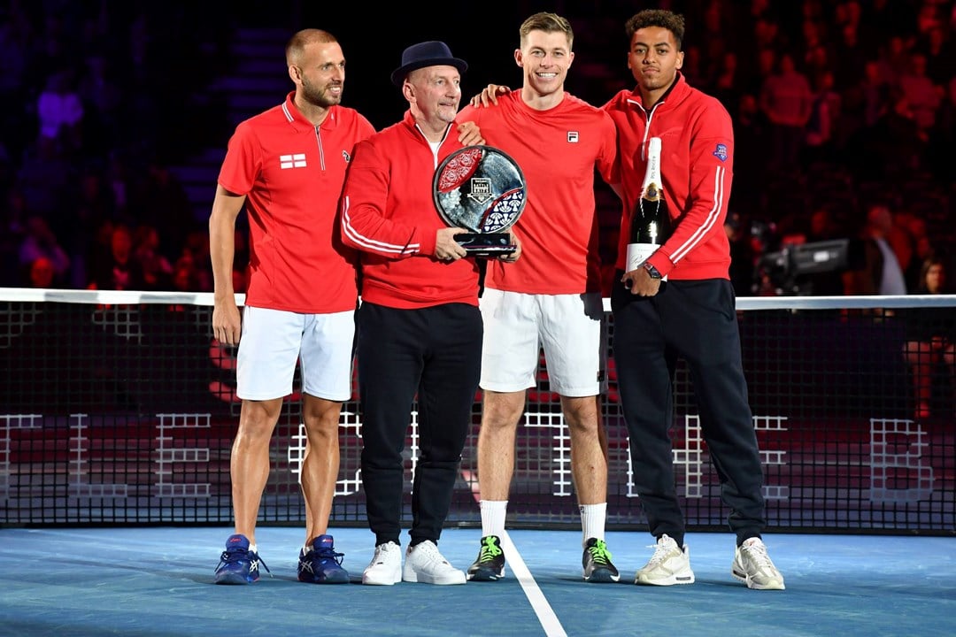 Team England celebrating with the trophy at the Battle of the Brits