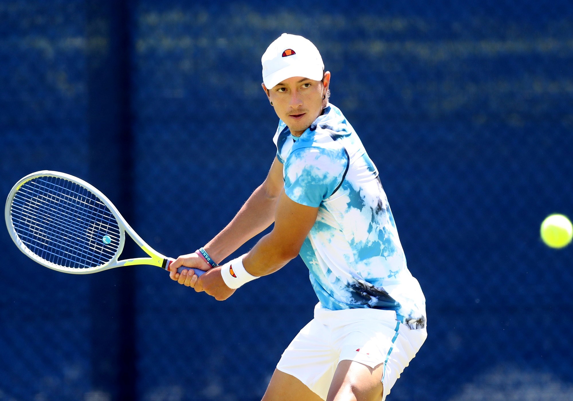 Ryan Peniston of Great Britain about to take a forehand