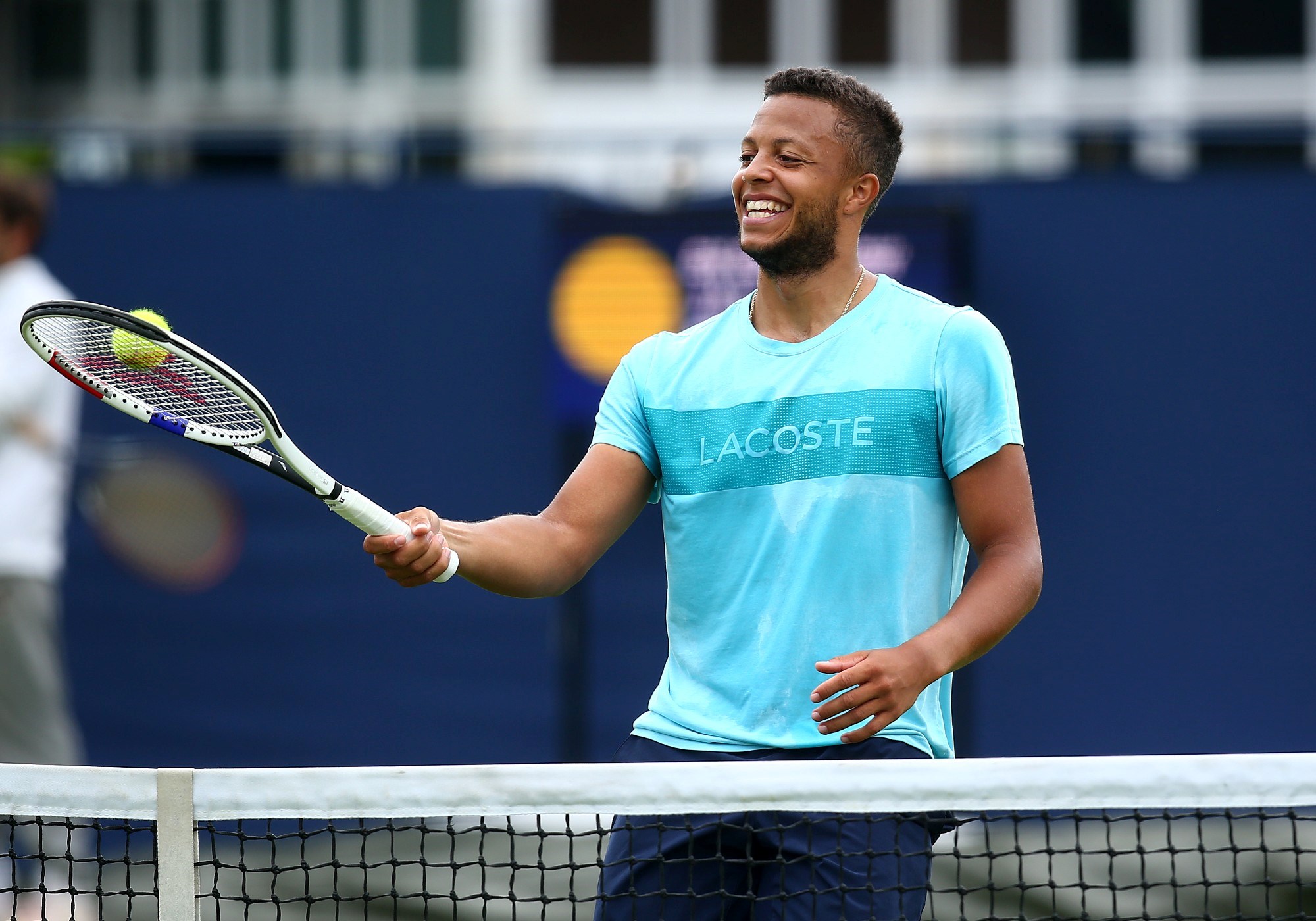 Jay Clarke of Great Britain smiles and enjoys a practice session 