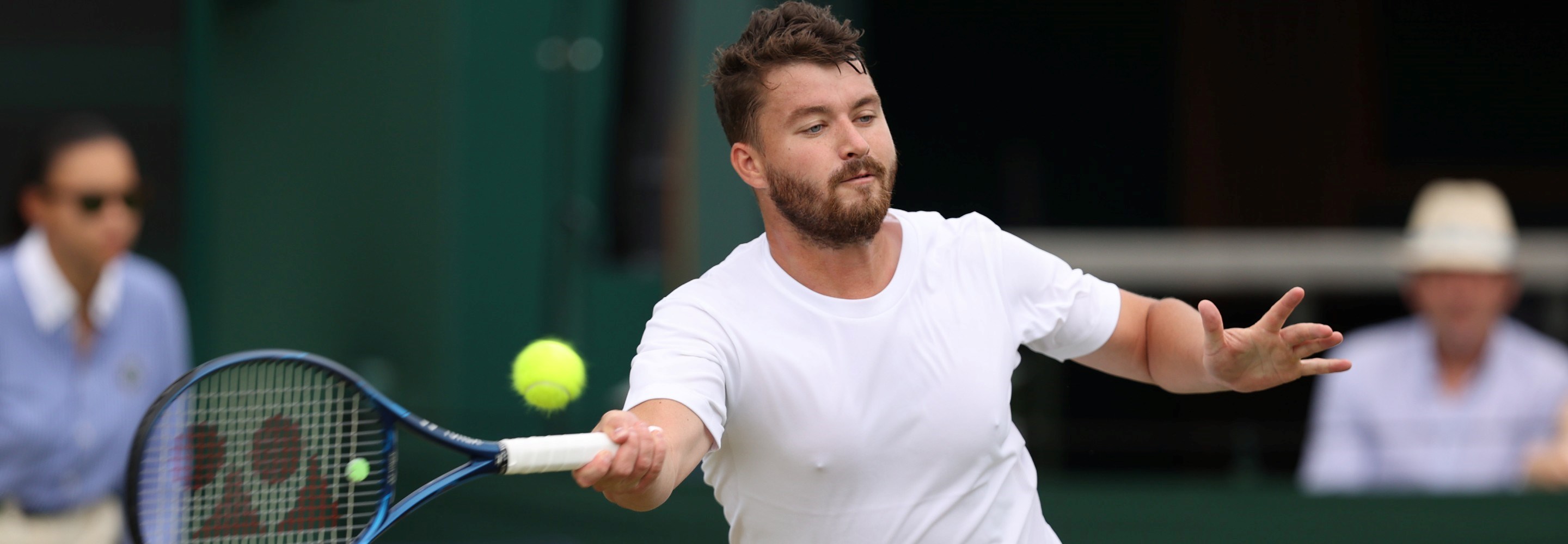 Jonny O'Mara of Great Britain plays a forehand