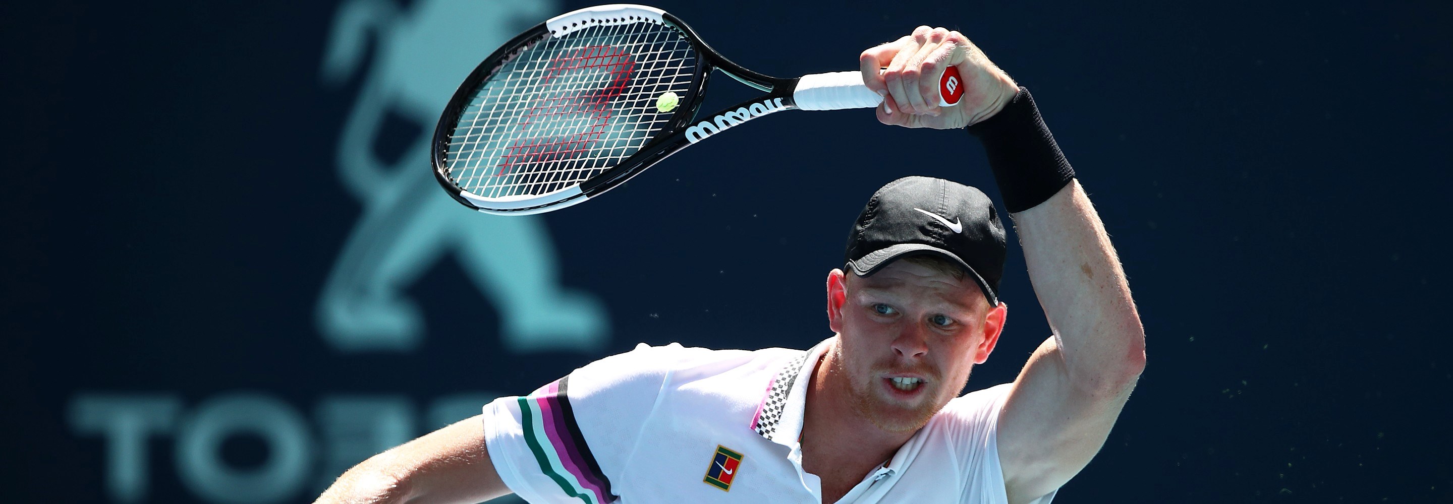 Kyle Edmund of Great Britain in action