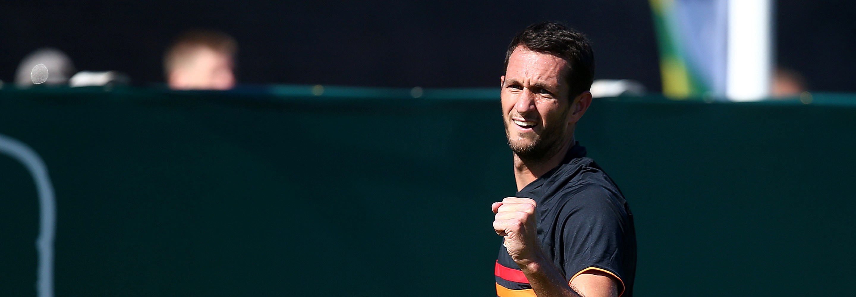 James Ward of Great Britain celebrates  with a fist pump
