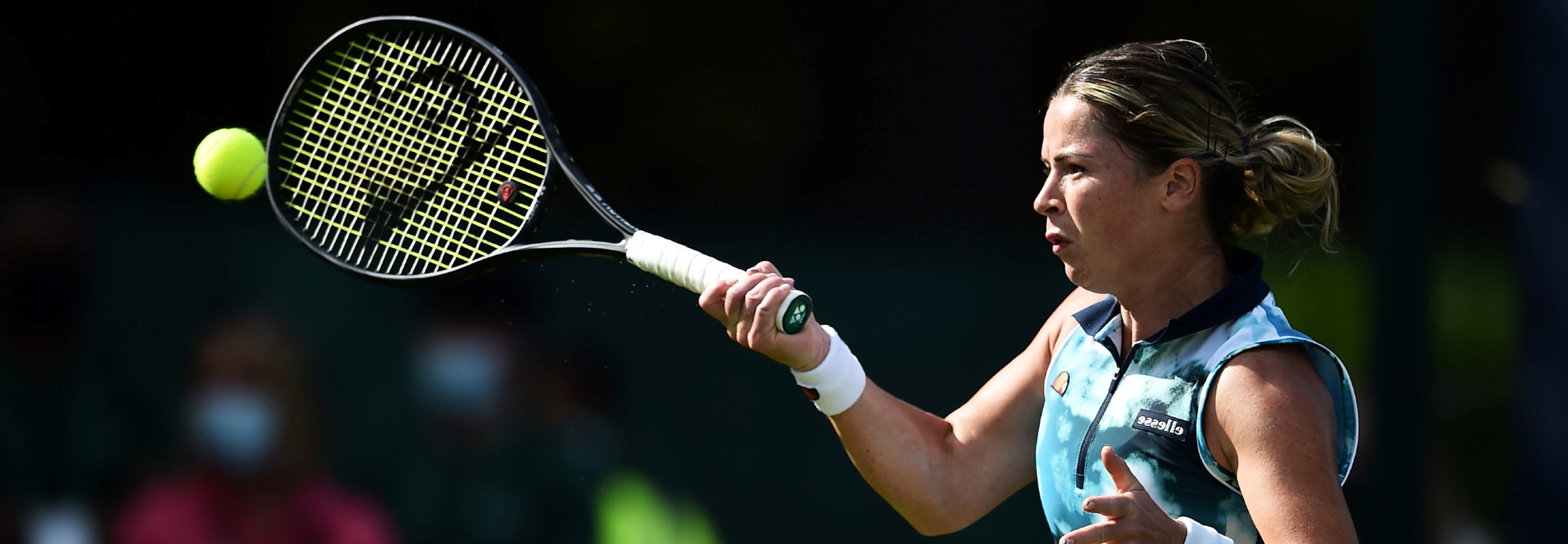 Sarah Beth Grey of Great Britain plays a forehand shot 