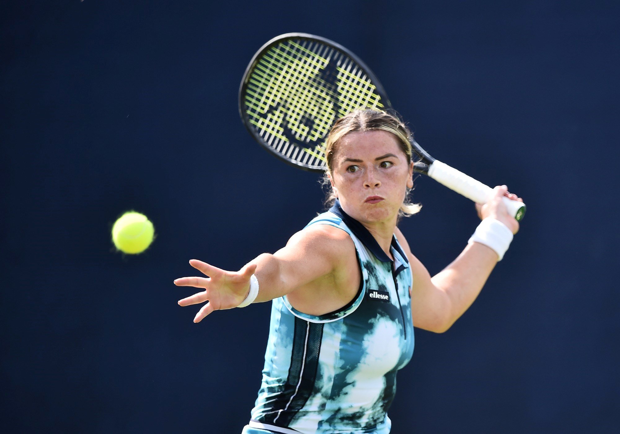 Sarah Beth Grey of Great Britain about to play a forehand shot 