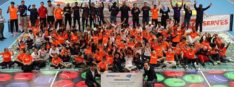 young people at the tennis festival in east london where LTA signed the sporting equals charter