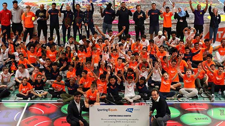 young people at the tennis festival in east london where LTA signed the sporting equals charter