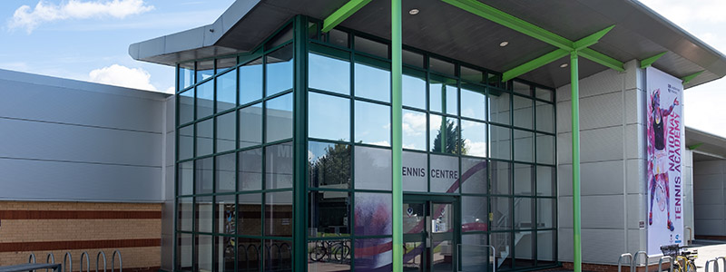 The outside of Loughborough University National tennis academy 