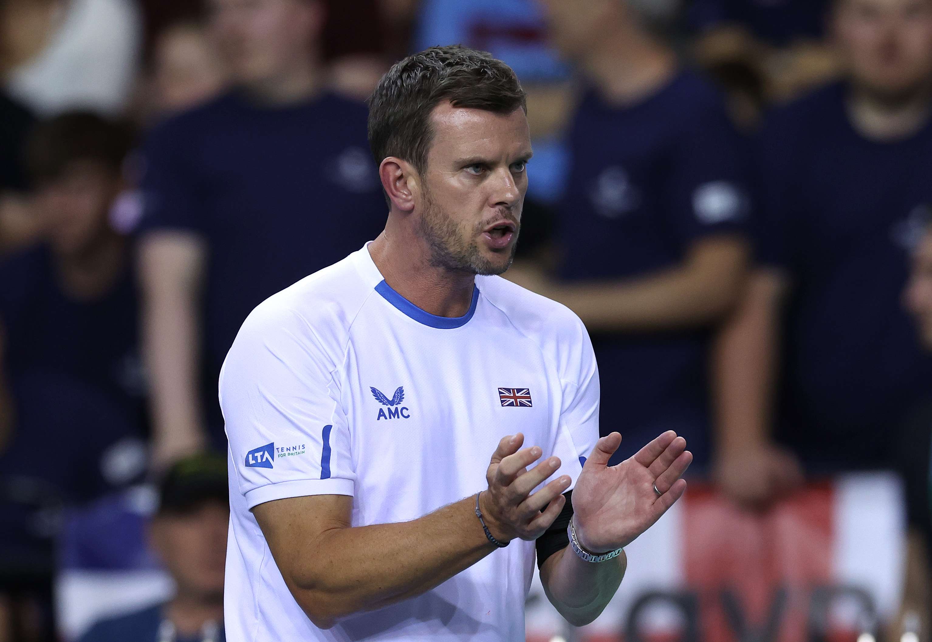 Leon Smith clapping at the Davis Cup Finals in 2022