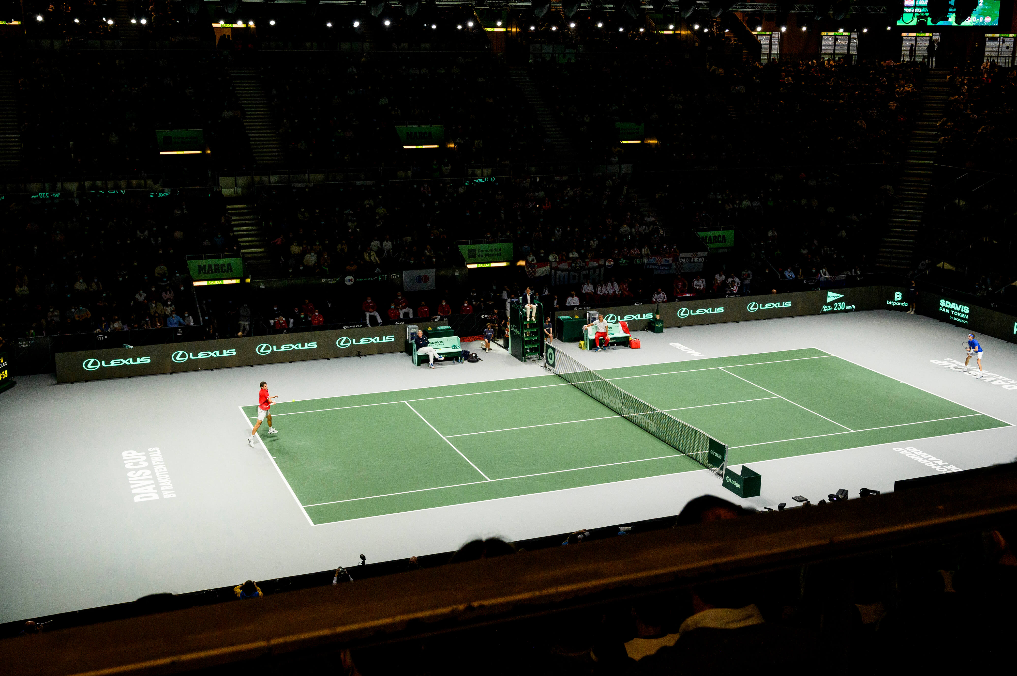 General view during the Davis Cup Final between The Russian Tennis Federation and Croatia at Madrid Arena pavilion on December 05, 2021 in Madrid, Spain.