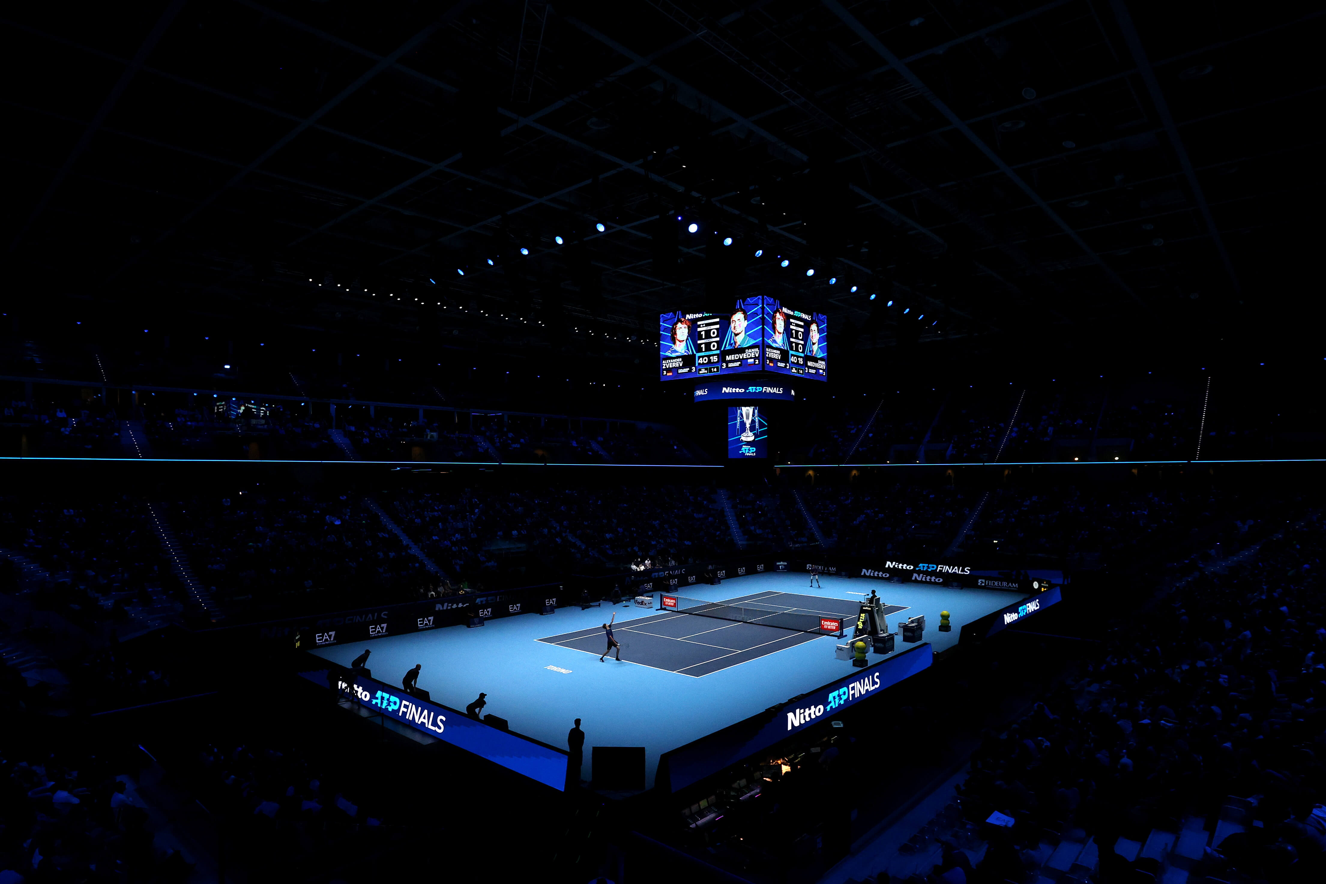 A general view inside the court during the Men's Single's Final between Alexander Zverev of Germany and Daniil Medvedev of Russia during Day Eight of the Nitto ATP World Tour Finals at Pala Alpitour on November 21, 2021
