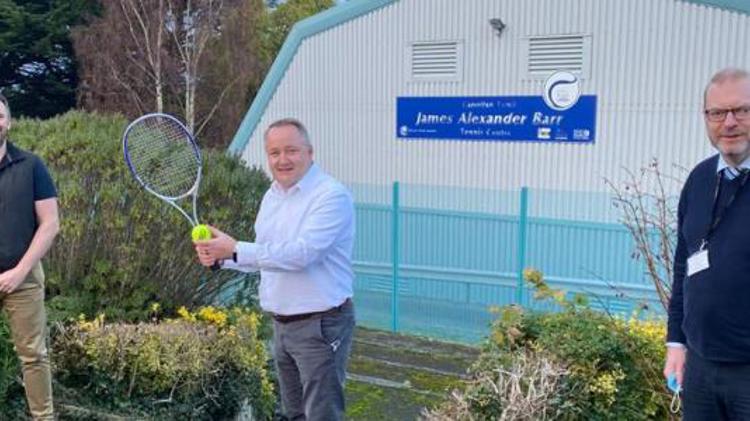 Darren Millar, MS for Clwyd West, visited the James Alexander Barr community indoor tennis centre