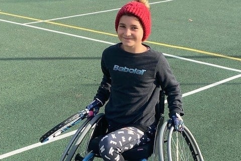 Scarlett Walker at an LTA Wheelchair Tennis Initiative day