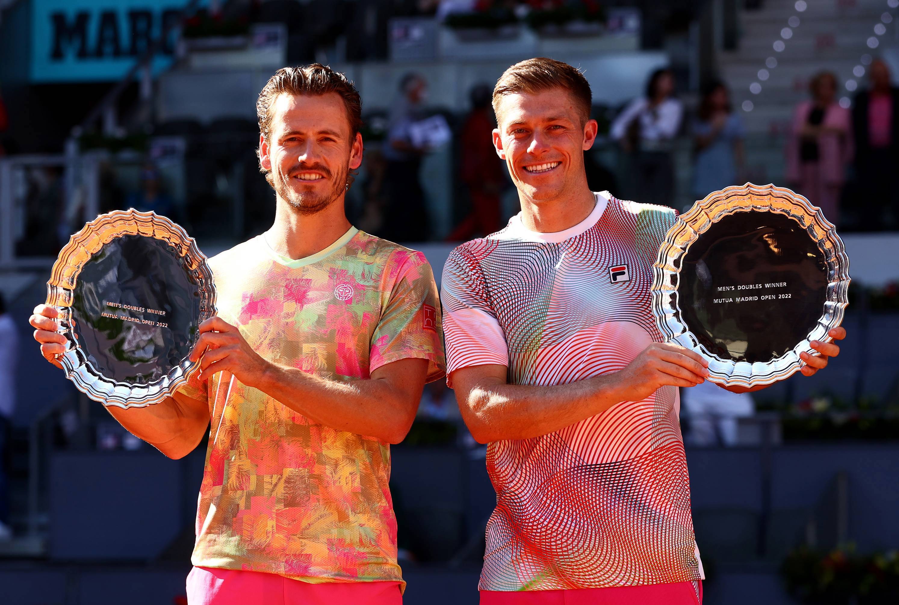 Neal Skupski and Wesley Koolhof lifting the Mutua Madrid Open title
