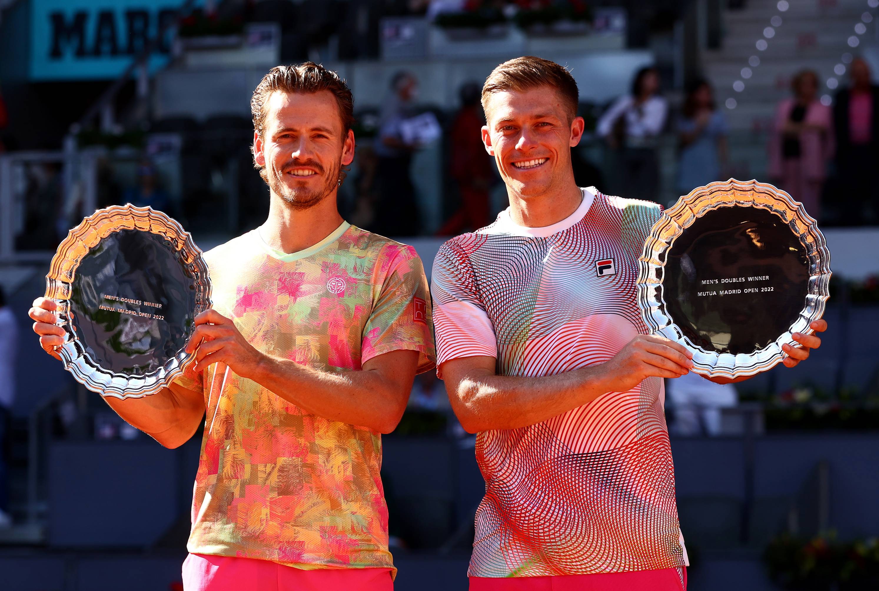 Neal Skupski and Wesley Koolhof lifting the Mutua Madrid Open title