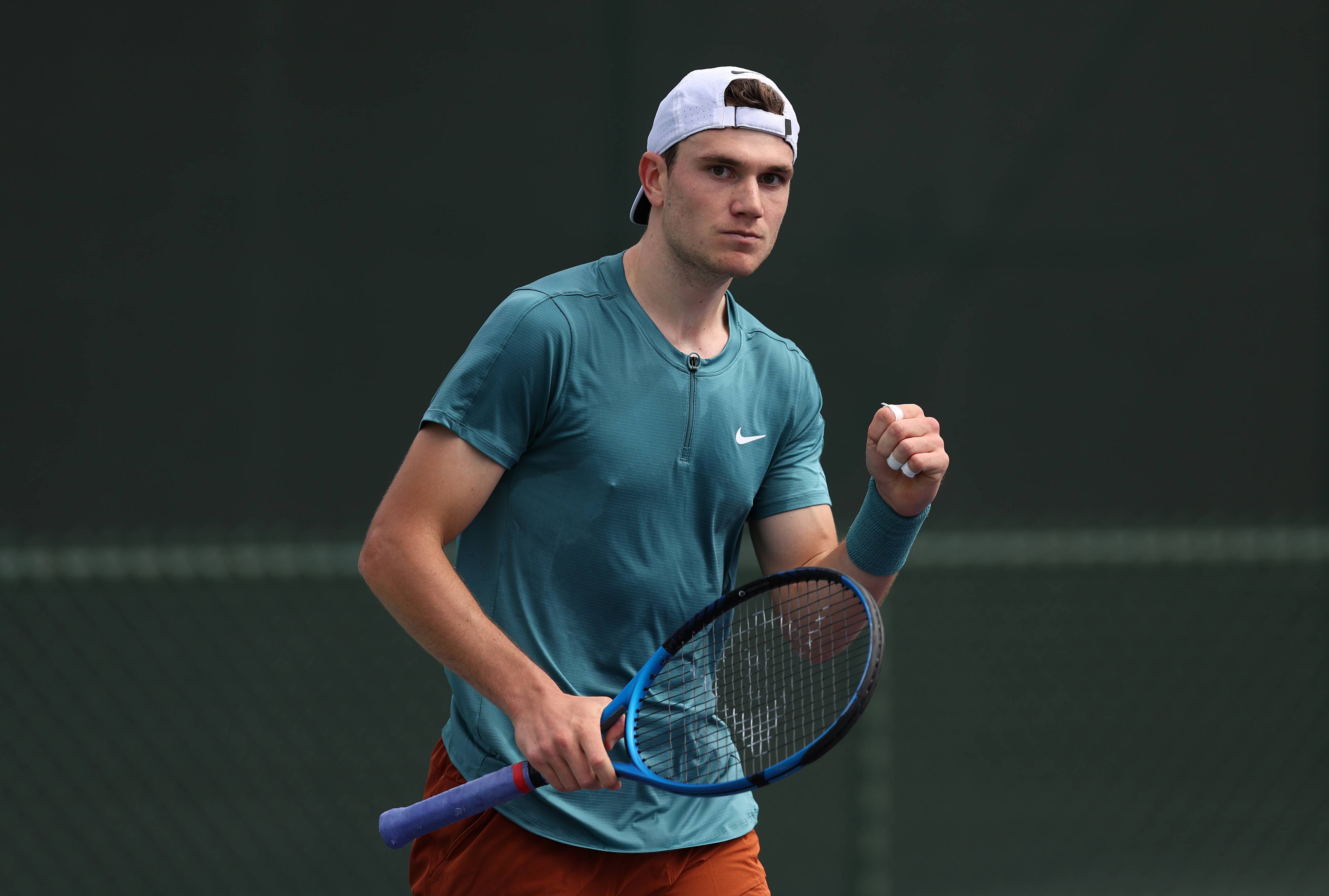 Jack Draper celebrates a second round win at Indian Wells 2023