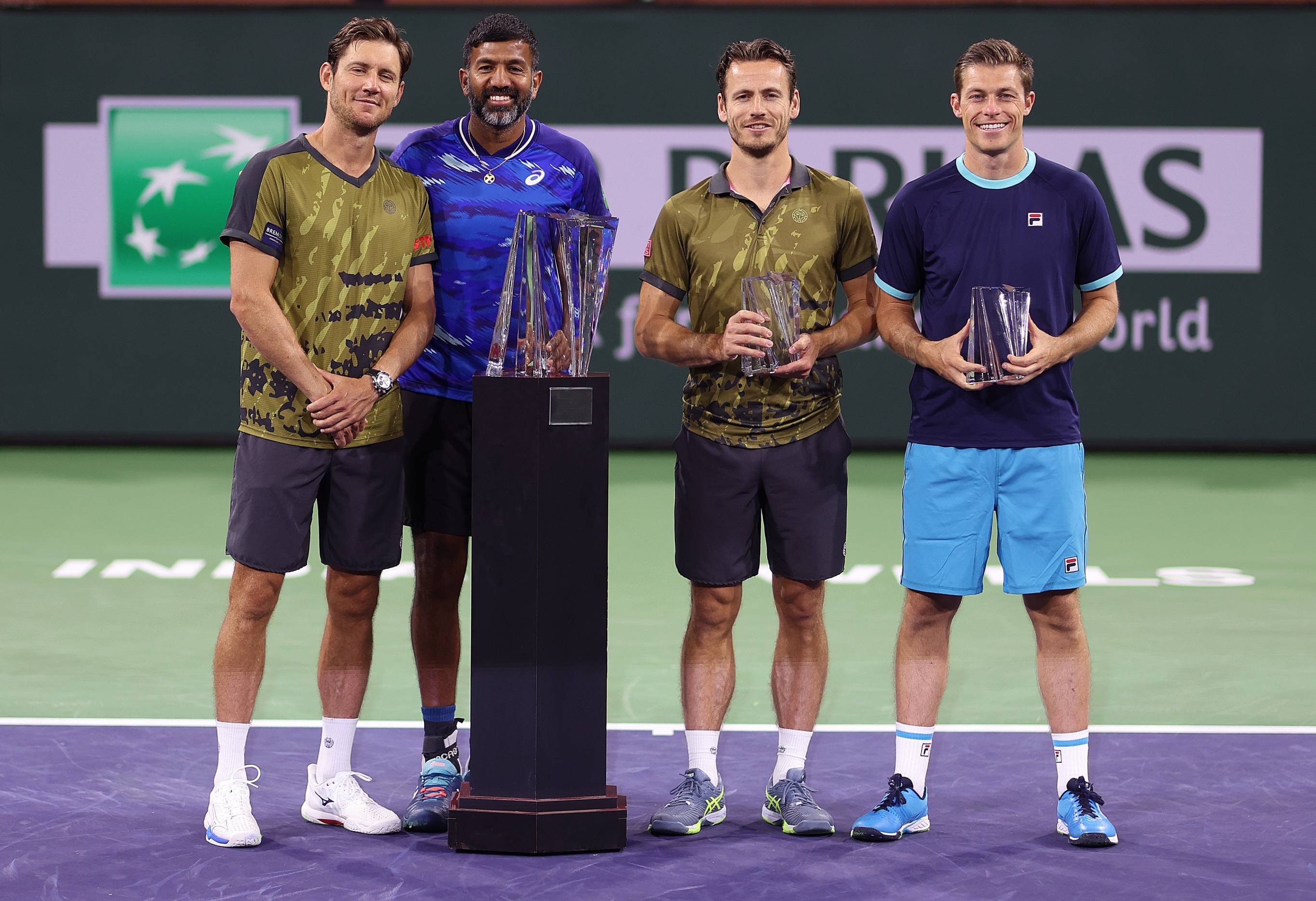 2023 Indian Wells champions Rohan Bopanna and Matthew Ebden with runners-up Neal Skupski and Wesley Koolhof