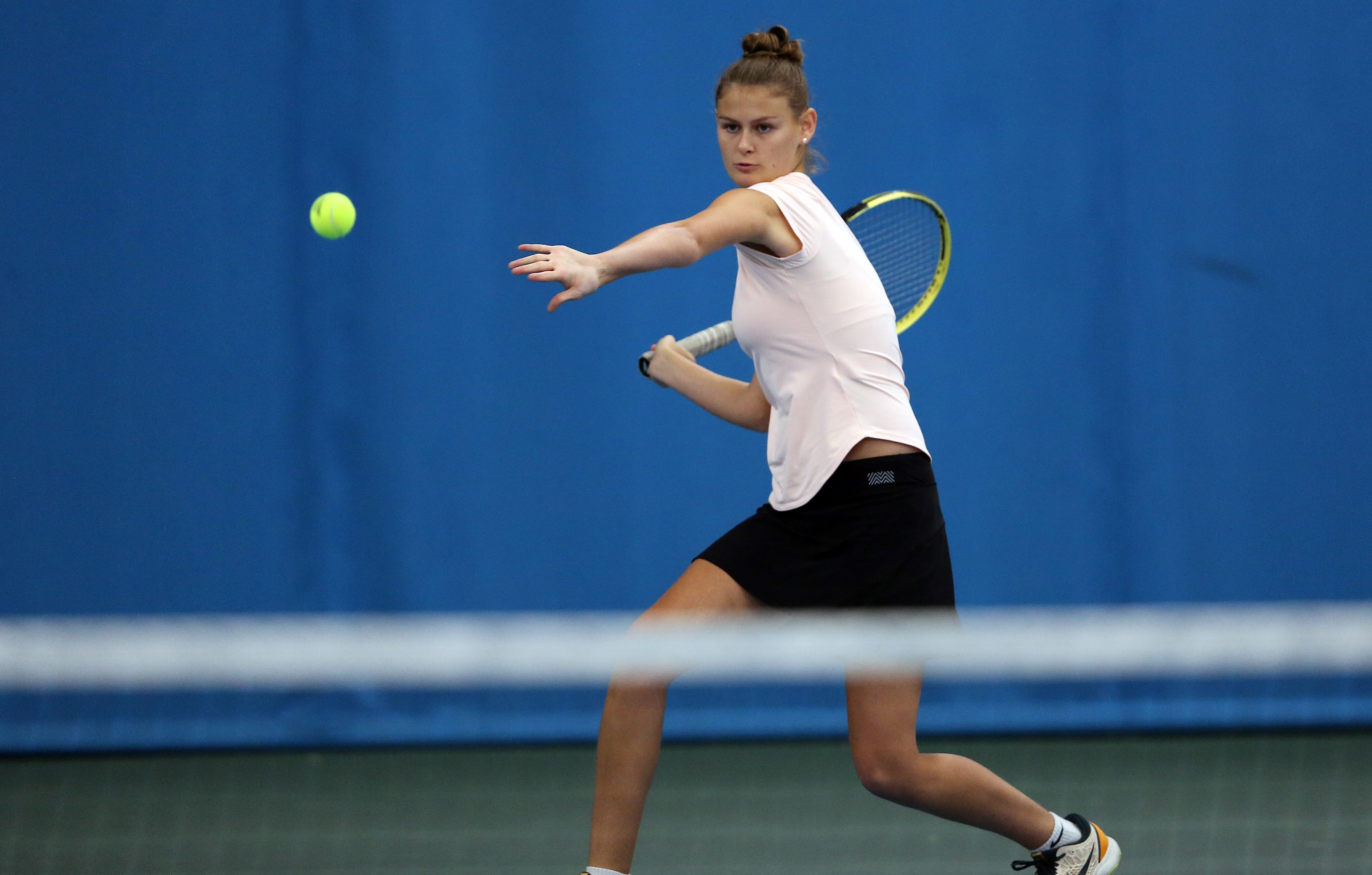 SUNDERLAND, ENGLAND - NOVEMBER 17: Lily Mills plays during the National Learning Disability Tennis Championships at Silksworth Community Pool, Tennis and Wellness Centre on November 17, 2019 in Sunderland, England.