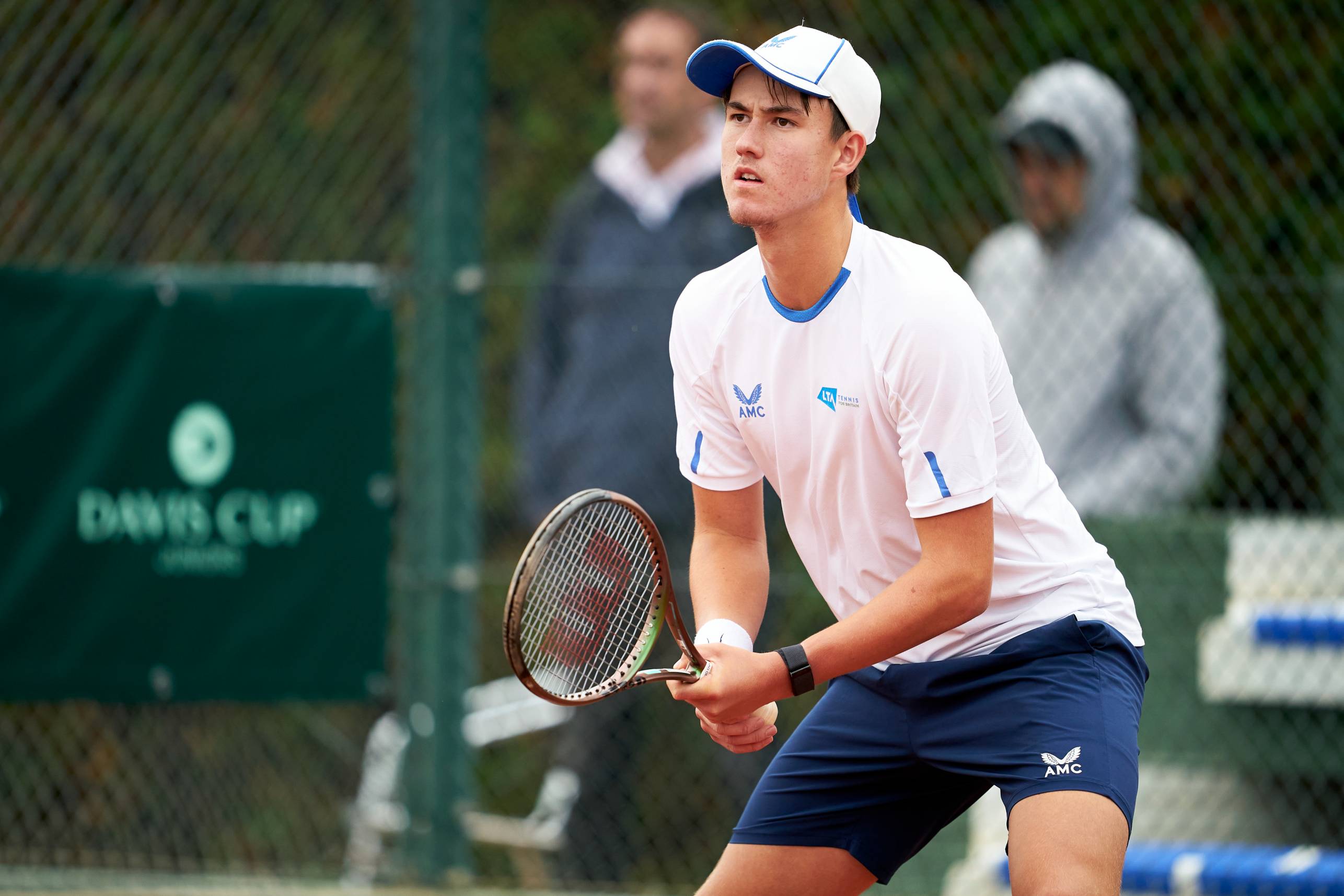 Oliver Bonding in action at the Davis Cup Juniors Finals