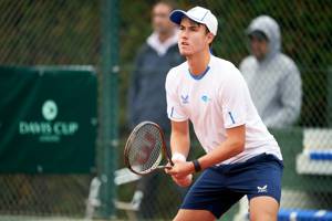 Oliver Bonding in action at the Davis Cup Juniors Finals