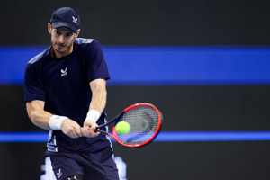 Andy Murray hitting a backhand on court at the China Open