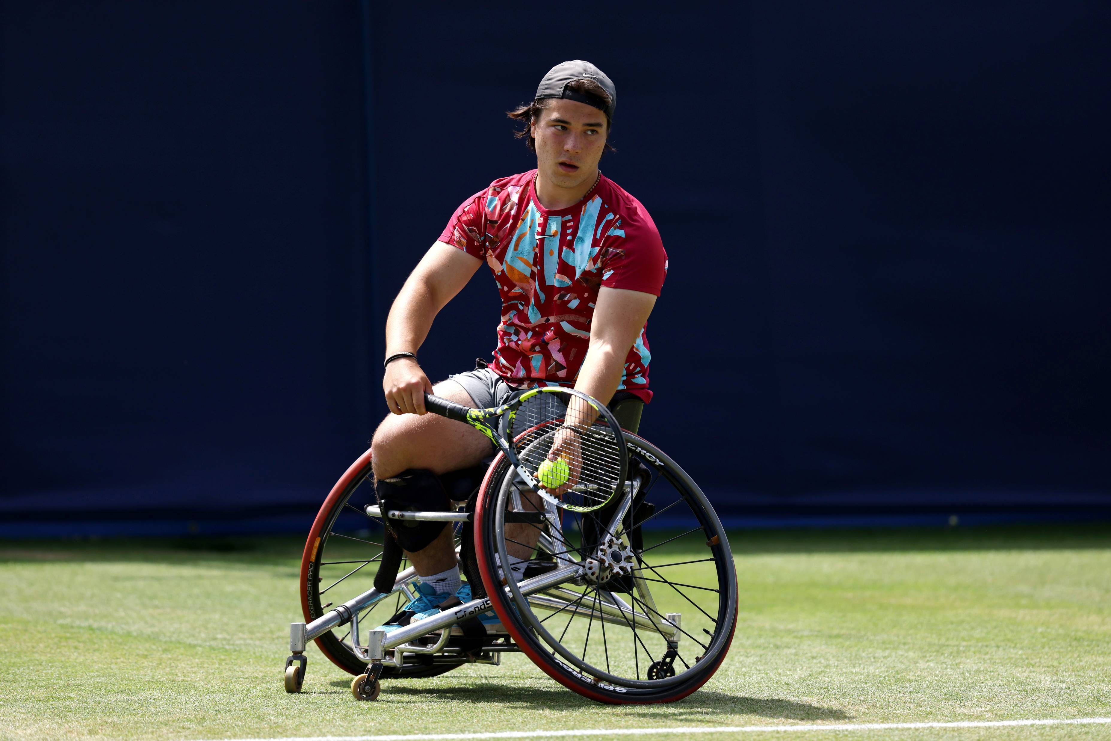 Dahnon Ward preparing to serve at the Lexus British Open Roehampton