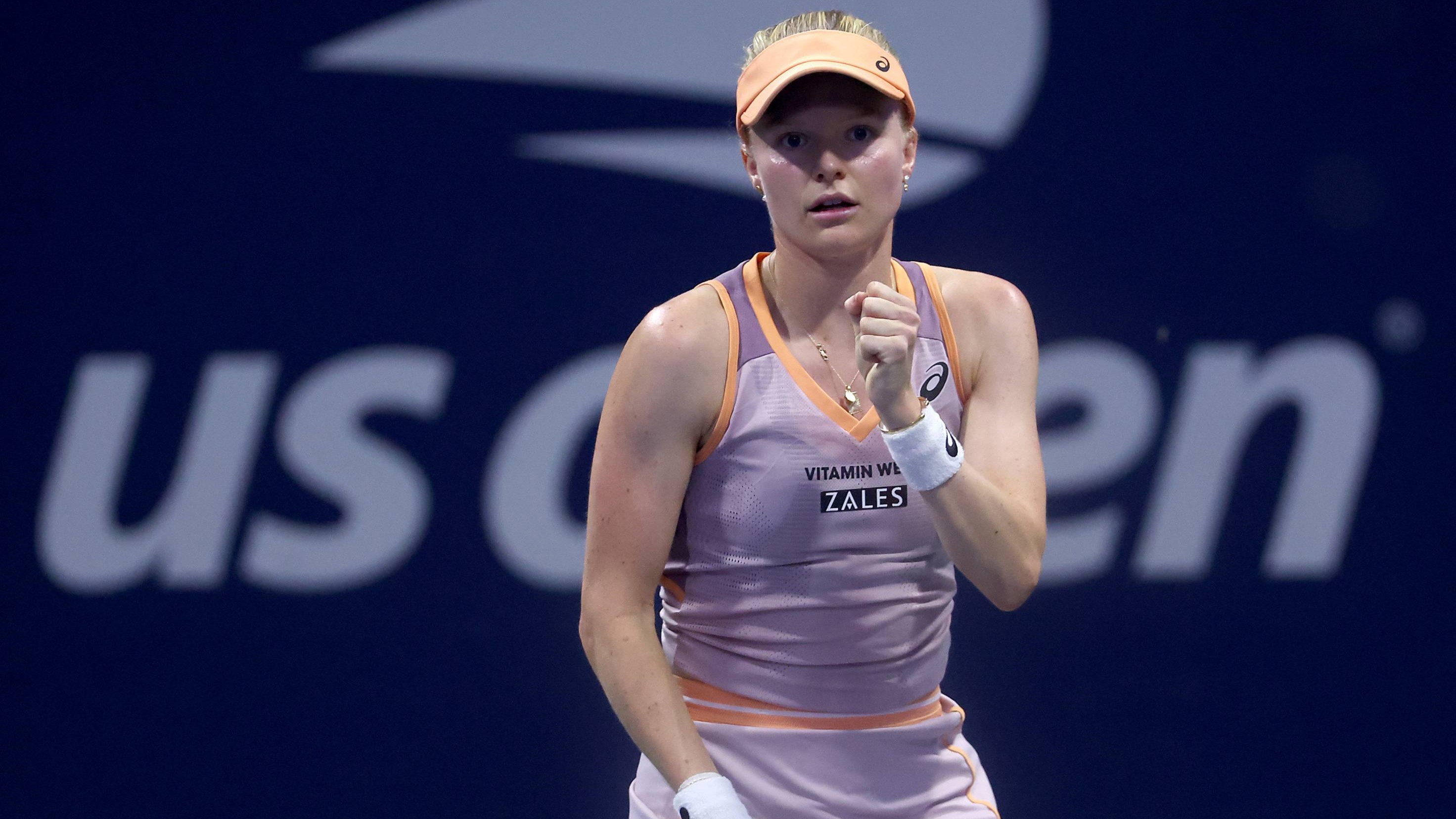 Harriet Dart gives a fist pump in her opening round win at the 2024 US Open