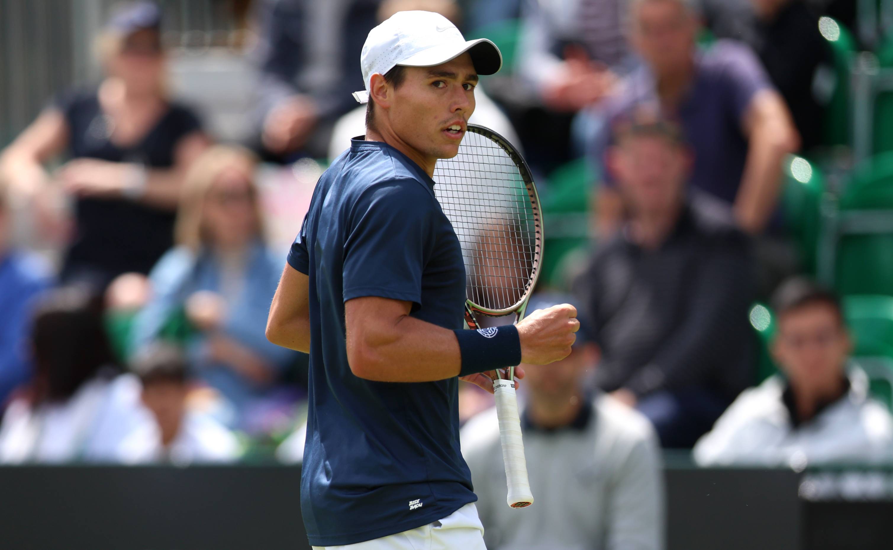 Charles Broom gives a fist pump in the semi-final of the Rothesay Open Nottingham