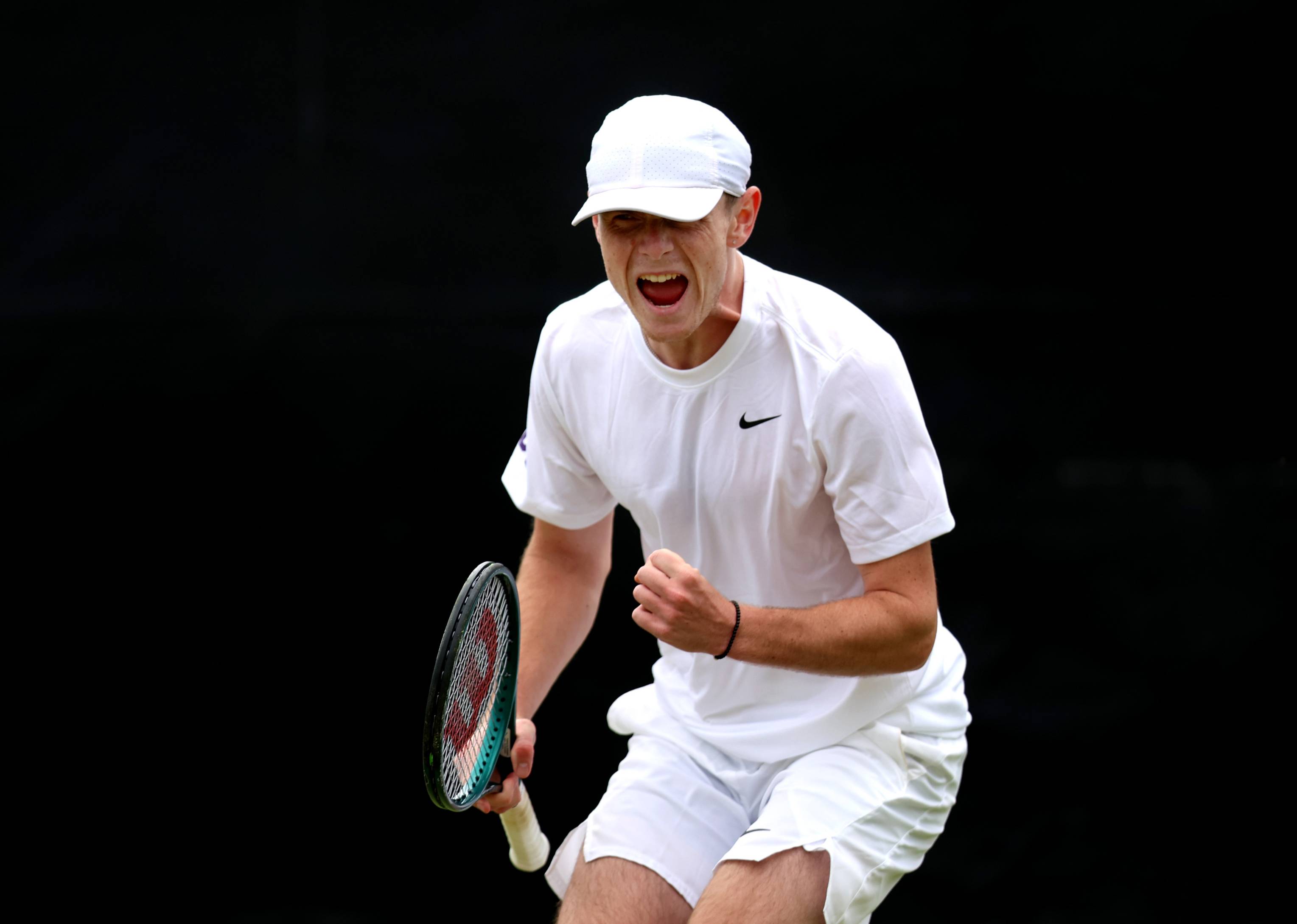 Jack Pinnington Jones gives a roar as he seals a win at the Rothesay Open Nottingham