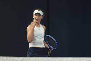 Britain's Allegra Korpec Davies celebrating at the Lexus Junior National Tennis Championships 2025