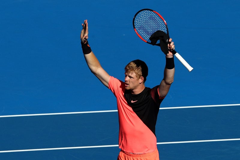 Kyle Edmund celebrates reaching the semi-final of the 2018 Australian Open