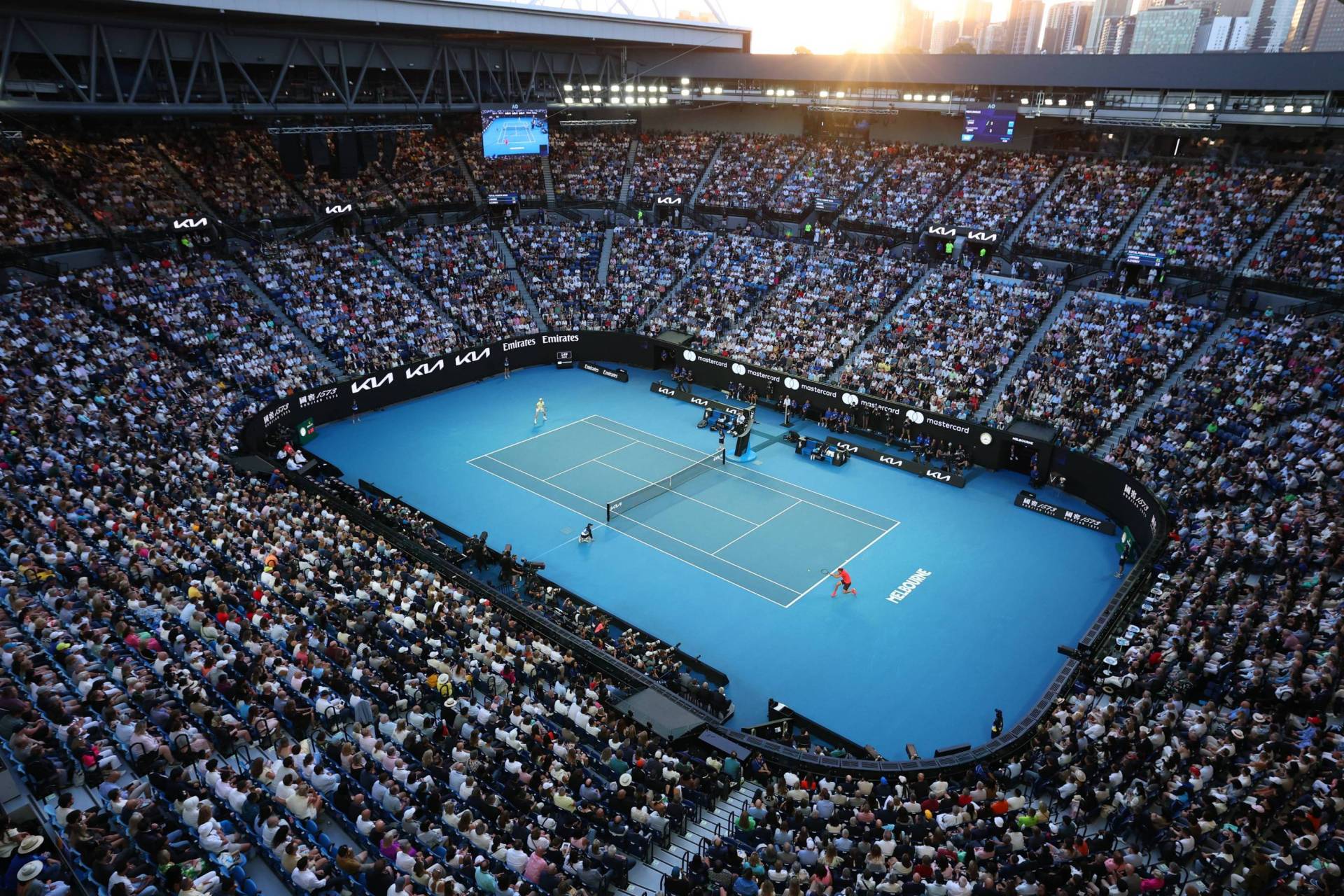 A view of the Australian Open centre court from the crowd