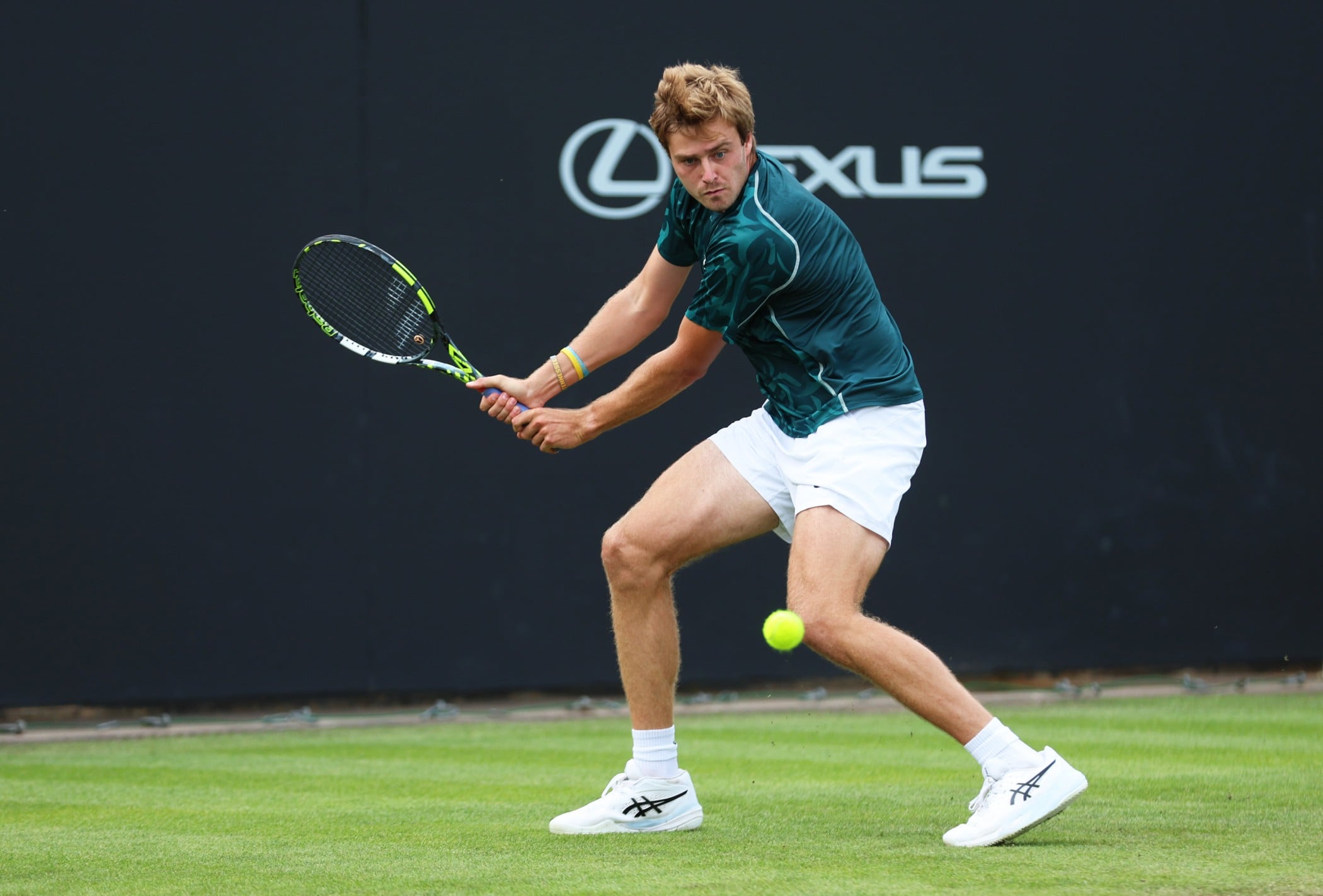 Johannus Monday hitting a forehand at the Lexus Nottingham Open