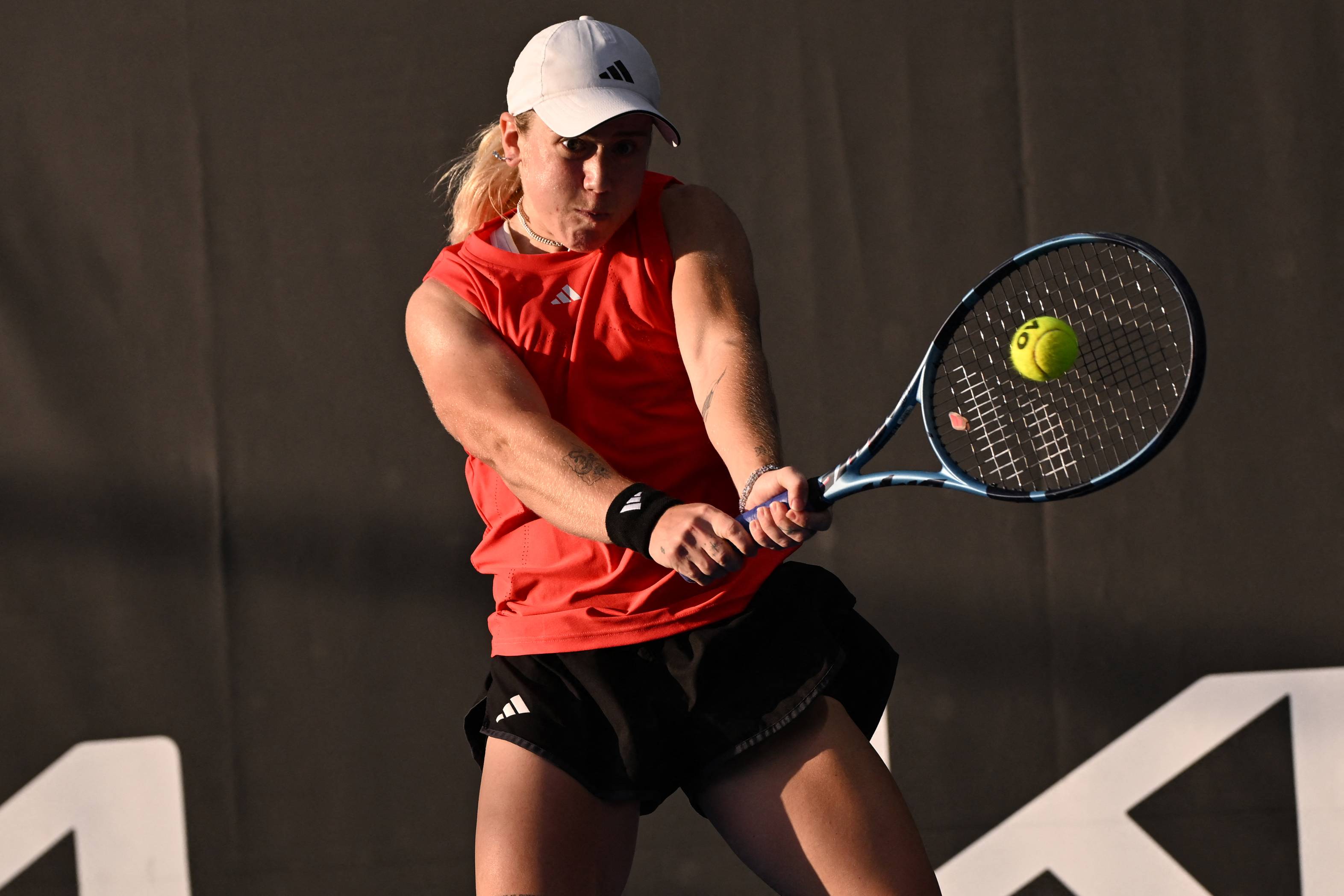 Sonay Kartal connects on a backhand on her main draw debut at the Australian Open