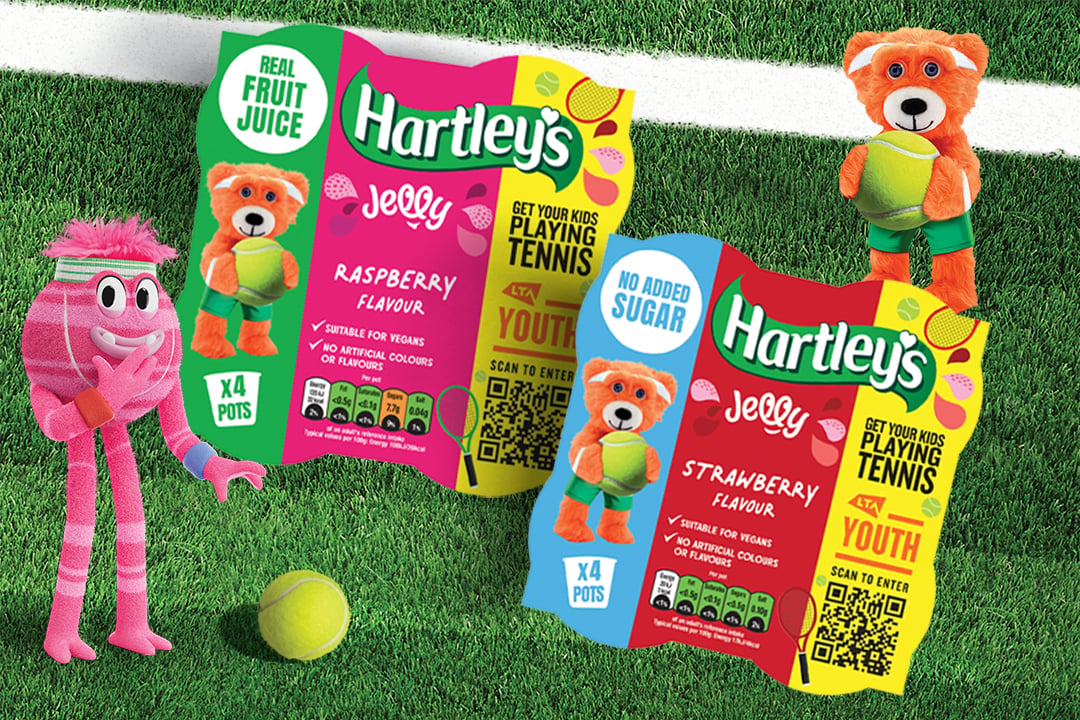 Hartley's Jelly on a tennis court