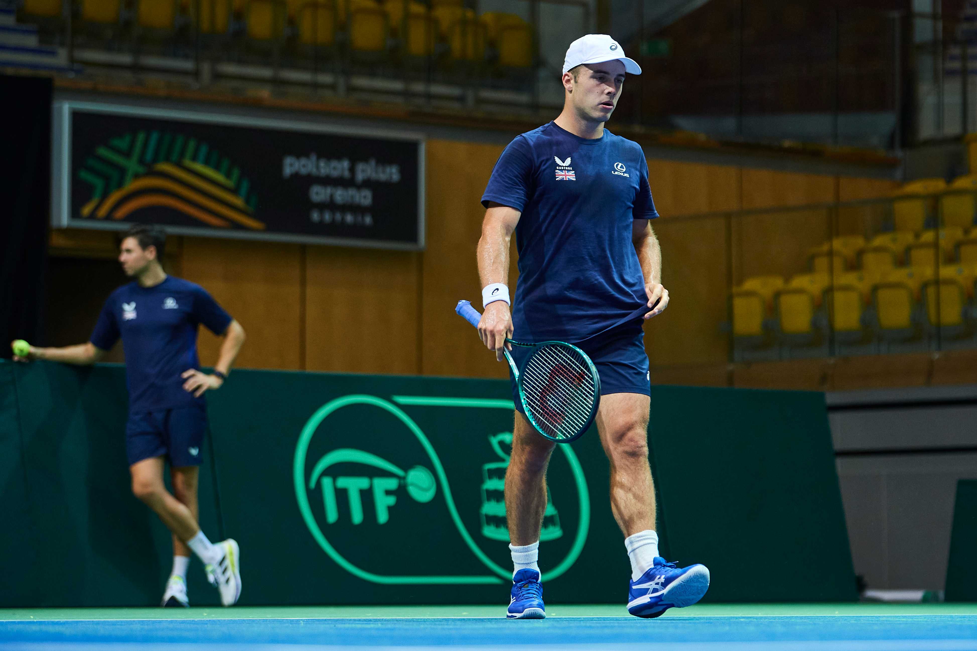 Arthur Fery on court training ahead of his Davis Cup debut