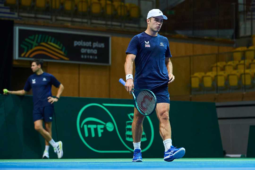 Arthur Fery on court training ahead of his Davis Cup debut