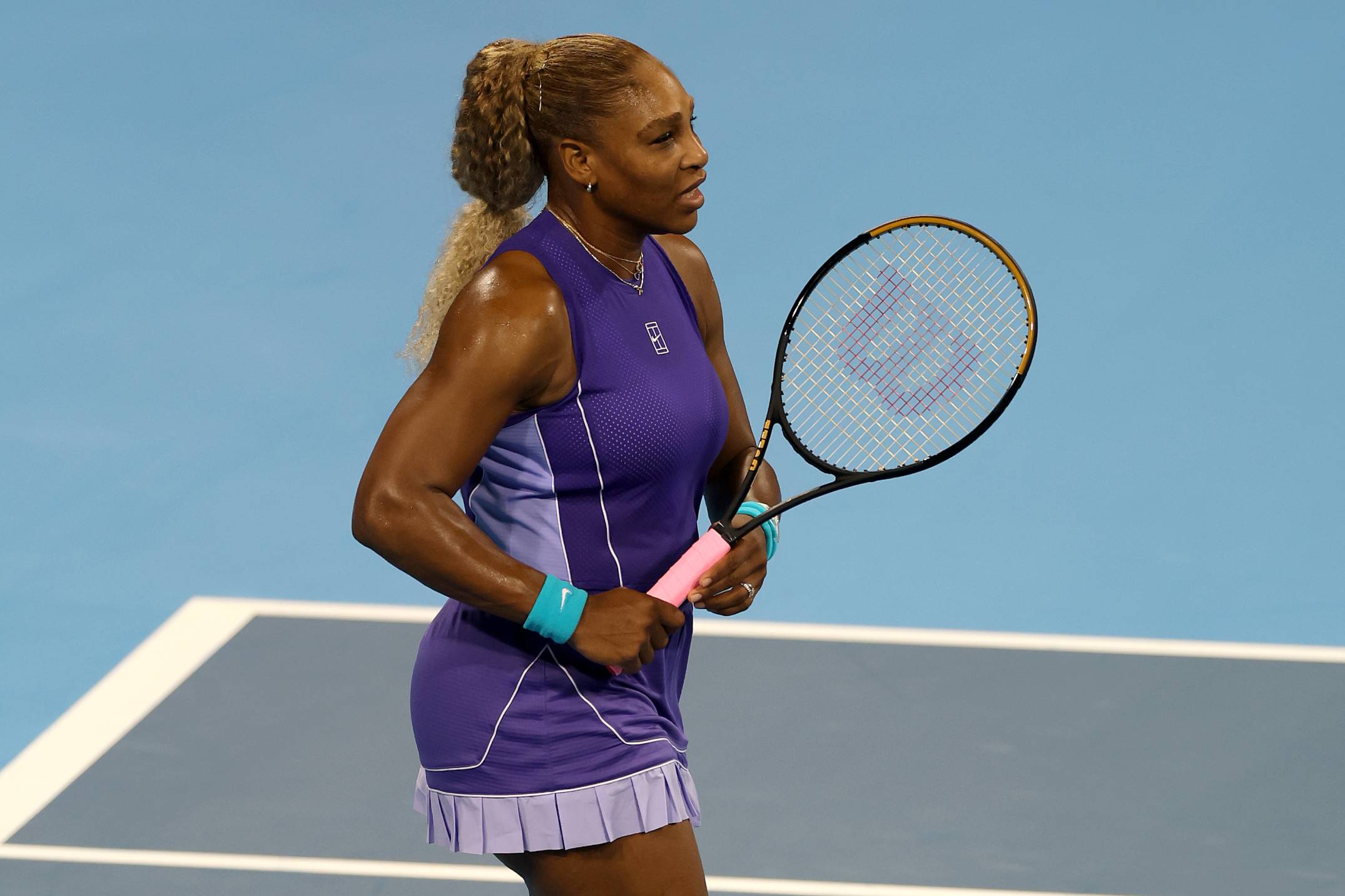 Serena Williams in action during a doubles match at the Cincinnati Open