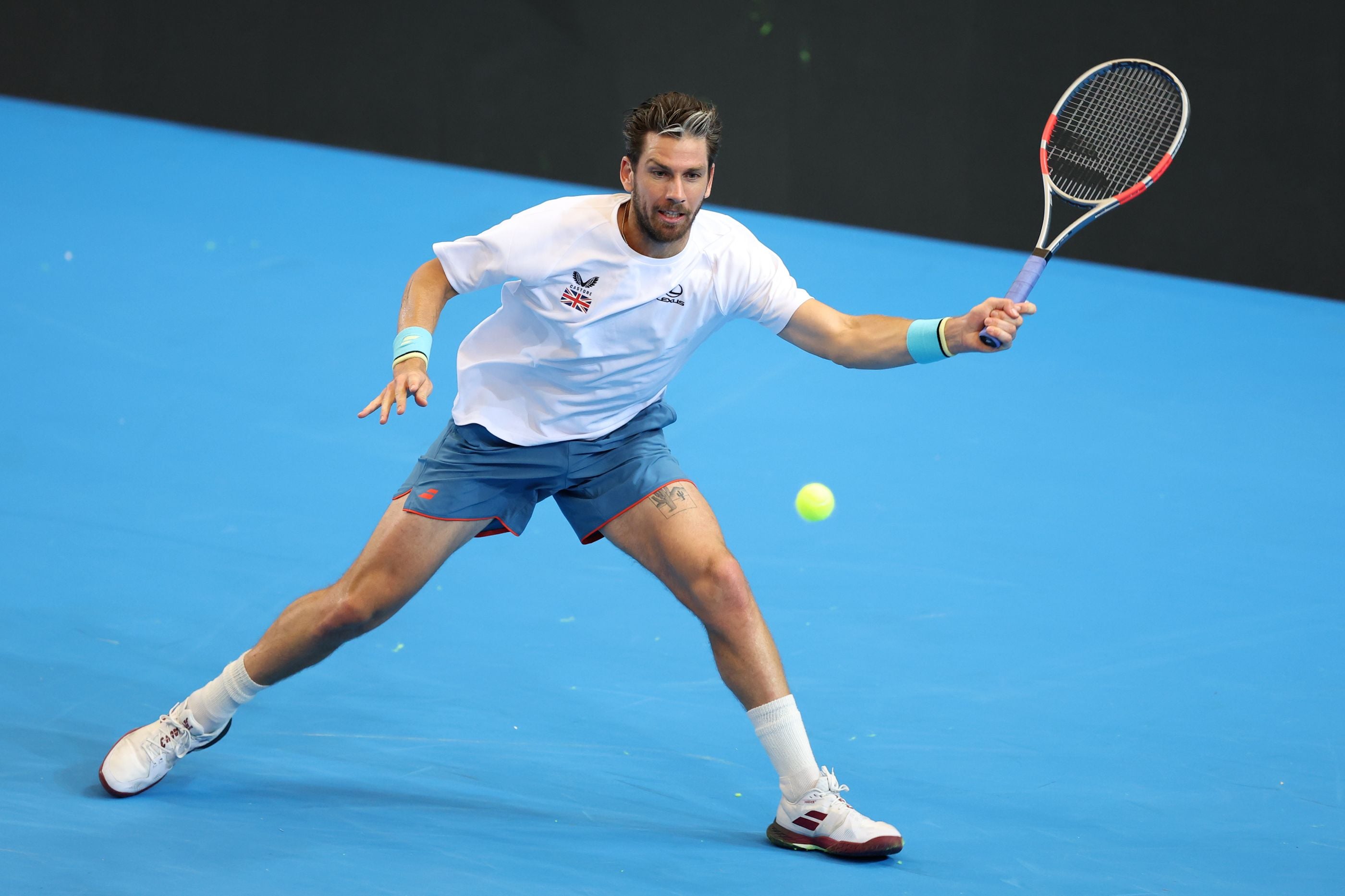 Cam Norrie in training ahead of the Davis Cup Qualifier tie against Norway