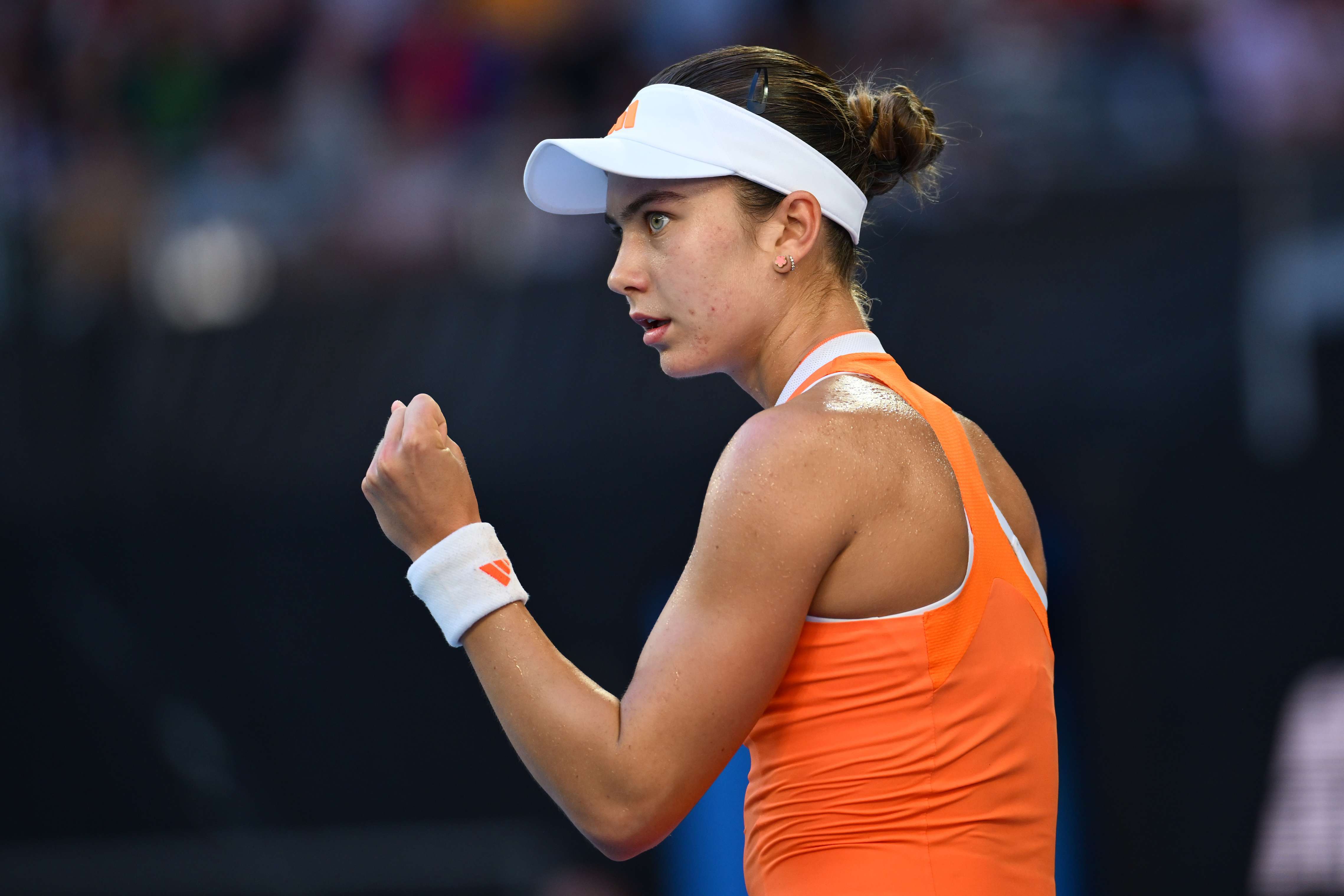 Iva Jovic gives a fist pump at the Australian Open