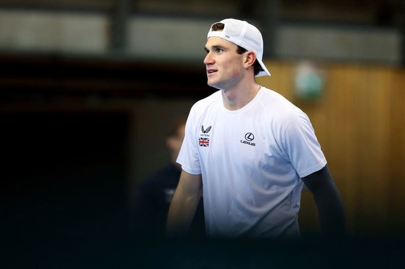 Jack Draper in training ahead of GB vs Norway at the Davis Cup