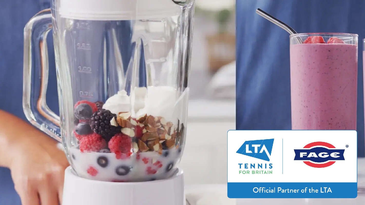 A blender making a smoothie