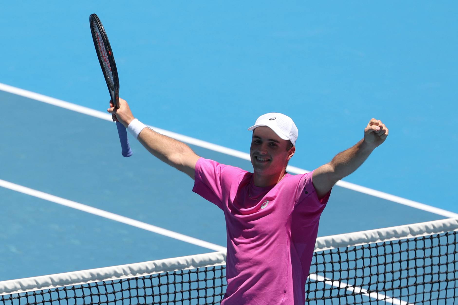 Arthur Fery celebrates his first round win at the Australian Open 2026