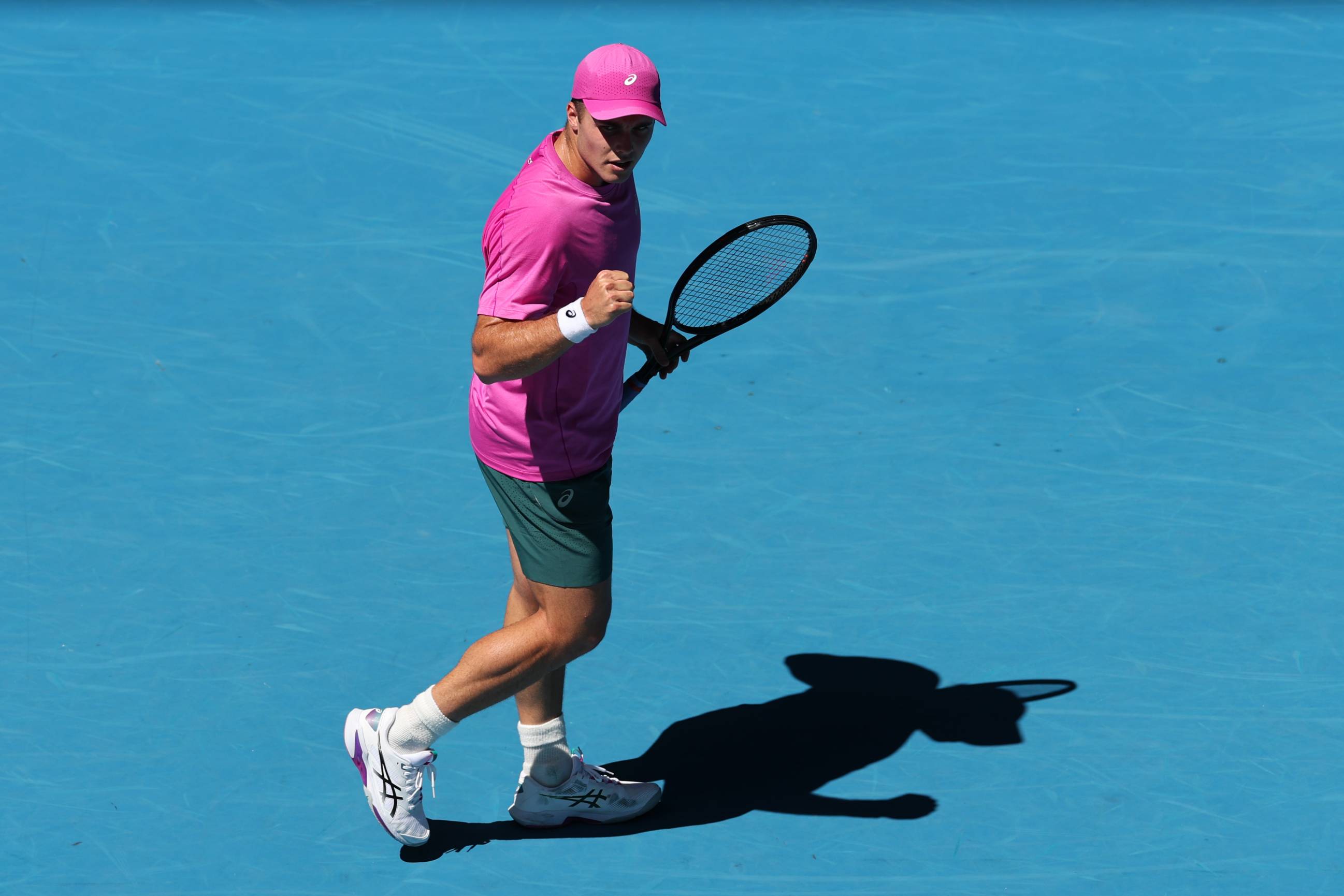 Arthur Fery gives a fist pump at the Australian Open